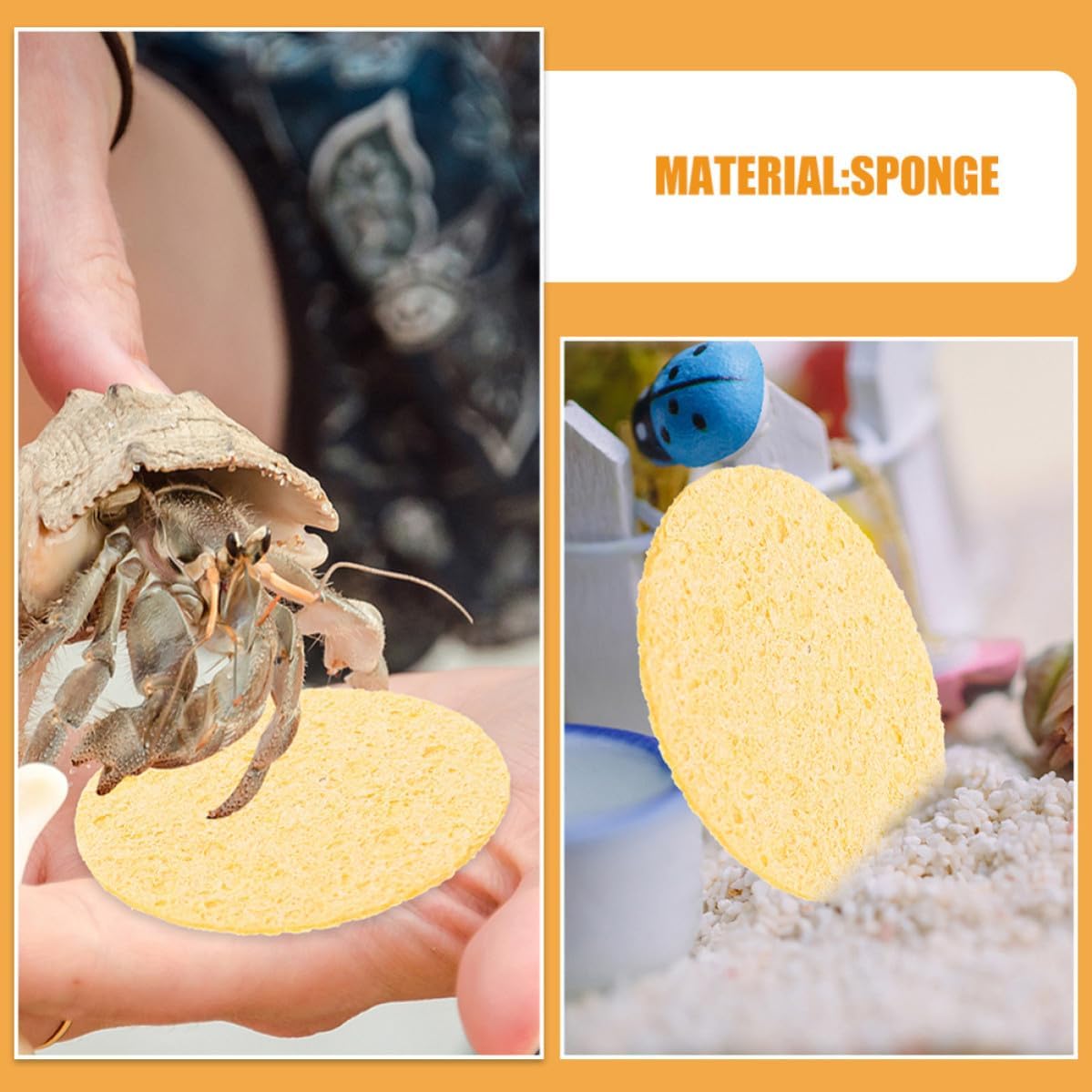 Zerodeko 20 Pcs Hermit Crab Humidity Maintaining Sponge for Pet Crab Tanks Natural Moisturizing Design Sponge Locks in Water for Healthy Habitat Easy to Clean
