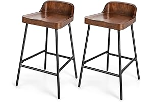 GOFLAME Low Back Bar Stools Counter Height - Ergonomic Curved Seat for Maximum Comfort