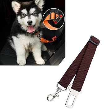 arythe Adjustable Pet Cat Dog Car Seat Belt Safe Restraint Harness Lead Clip Brown