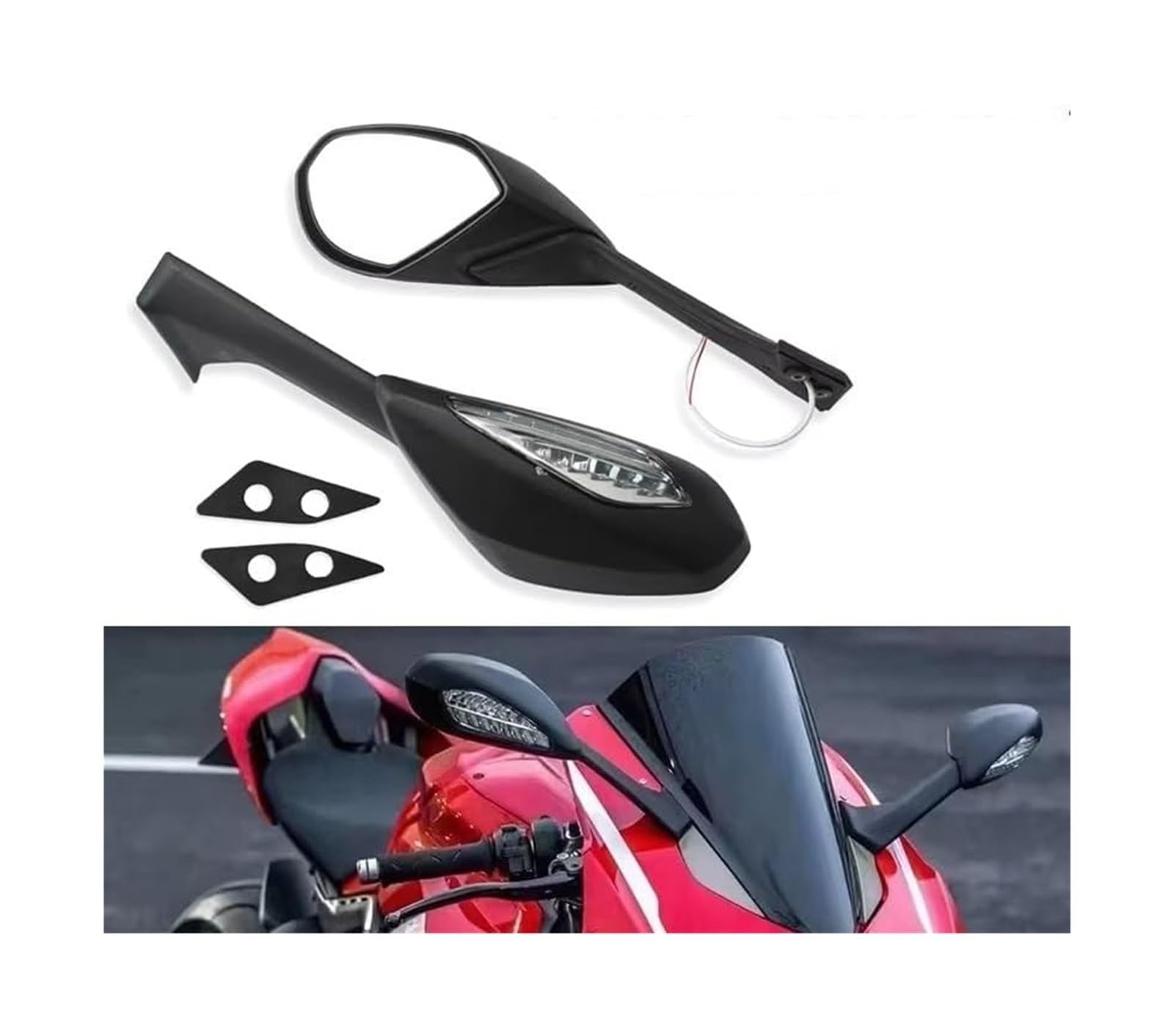 Retrovisores Moto para Panigale V4 S V4S V2 Luces De Señalización Giro Retrovisor Lateral para Motocicleta Espejos