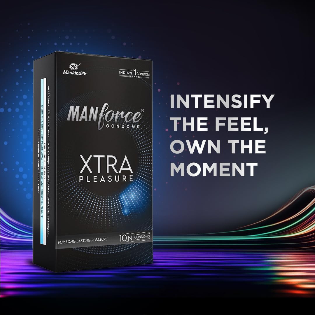 Manforce Xtra Pleasure Xtra Dotted Climax Delay Condoms, Unflavoured, 10 Pcs (Pack of 2) 2