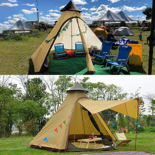 12'x10'x8'Dome Camping Tent 5-6 Person 4 Season Double Layers Waterproof Windproof Tents Family Outdoor Camping Tent(Yellow) - Thumbnail 5