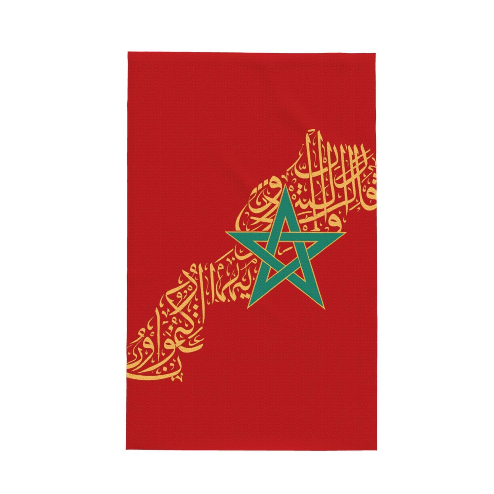 Xxahnbm Black Morocco Flag Culture Print Waffle Kitchen Towel,Absorbent Hand Towel