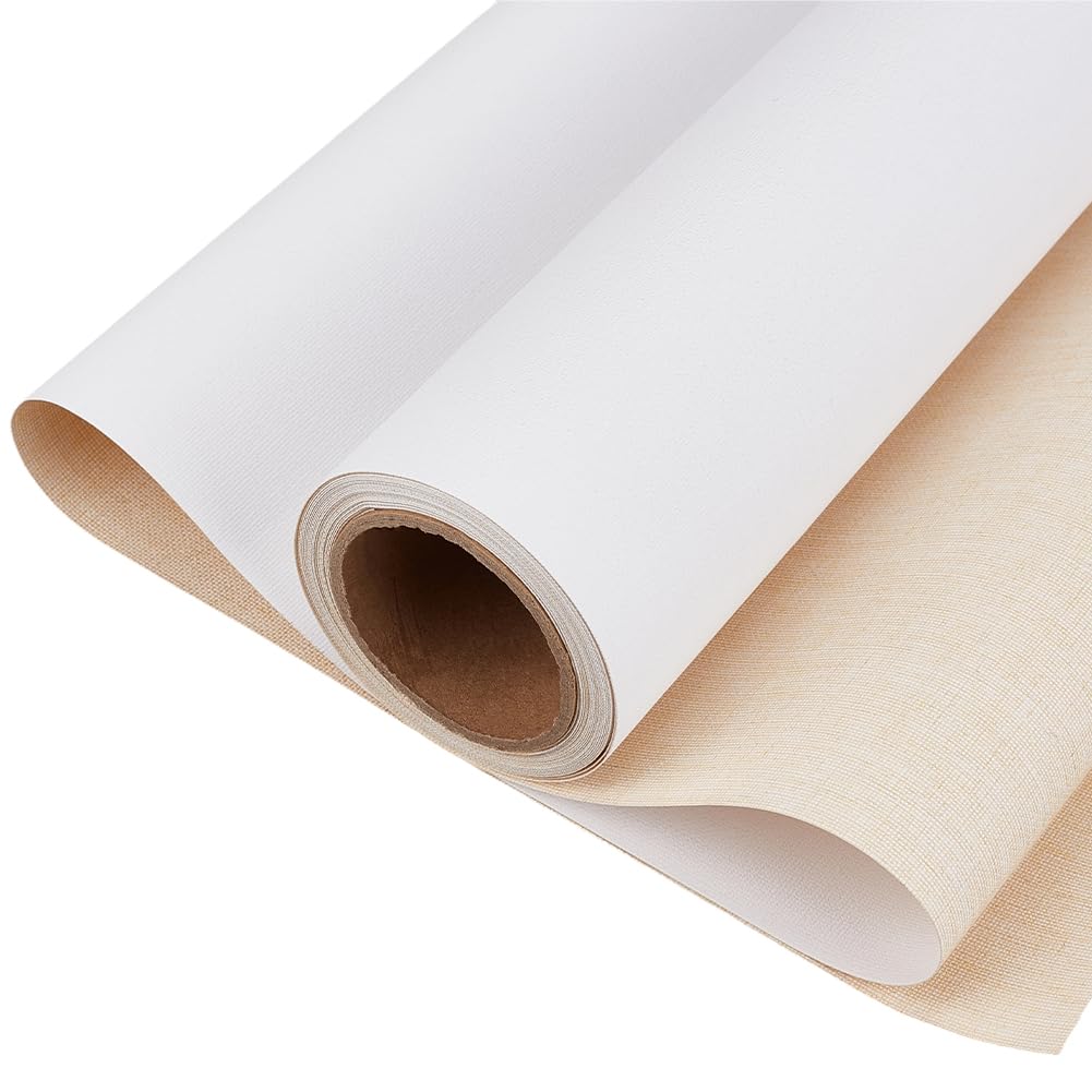 GORGECRAFT 5 m Lange Leinenleinwandrolle 28cm Breit Weißer Stoff Handgrundiert Mittlere Textur Geeignet Für Öl Und Acrylfarben Künstler Leinwandrollen Zum Malen Für DIY Kunstprojekte Bastelarbeiten
