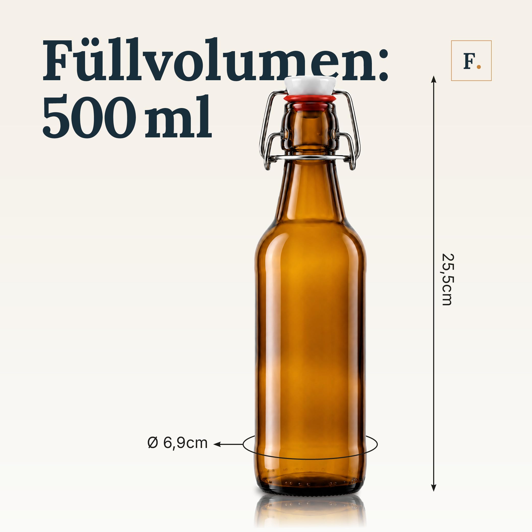 Flaschenbauer - 6x Bierflaschen 500ml braun mit Bügelverschluss