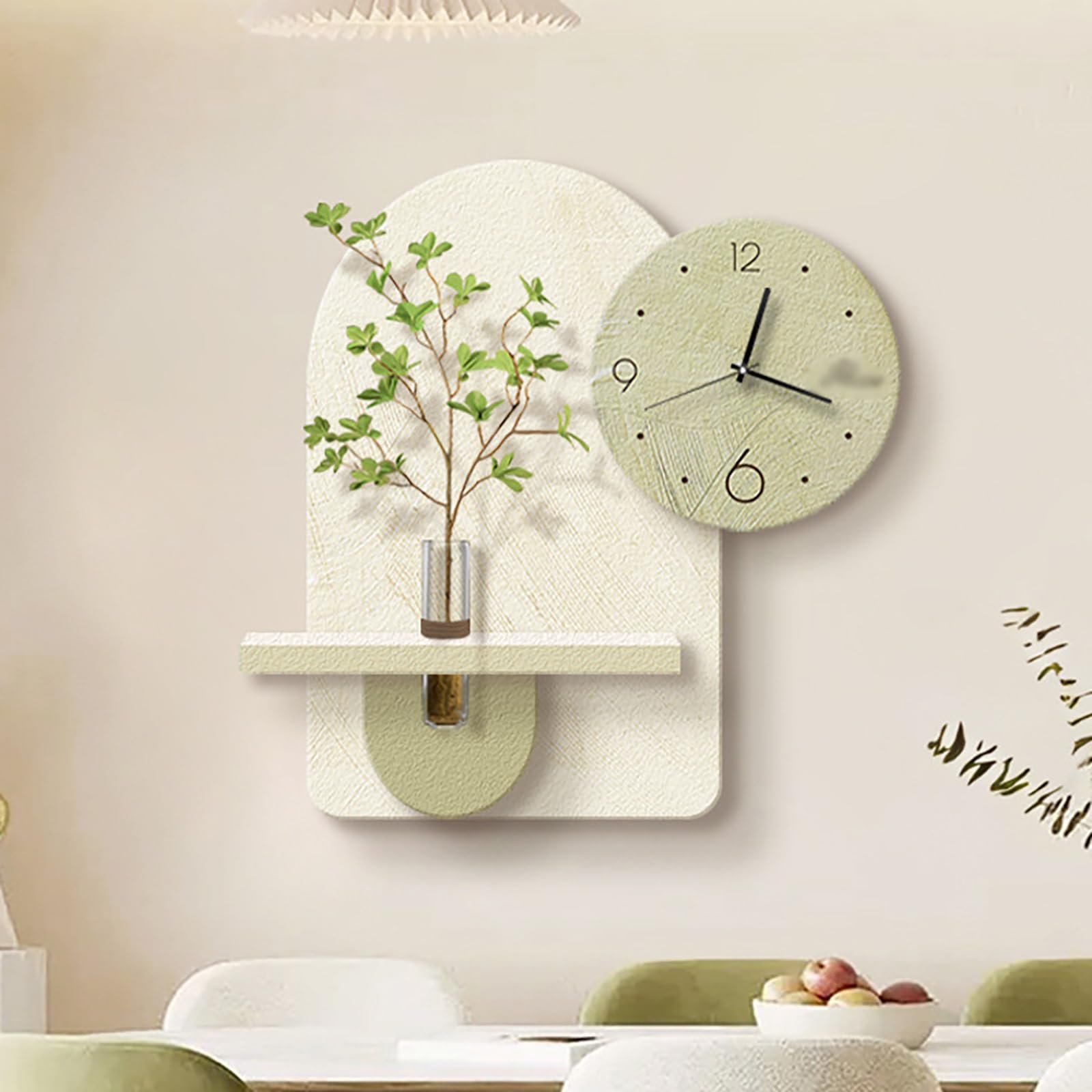 Zegar ścienny 3D, wiszący mural, rzeźby z rośliną symulacyjną, świecąca dekoracja do salonu, sypialni