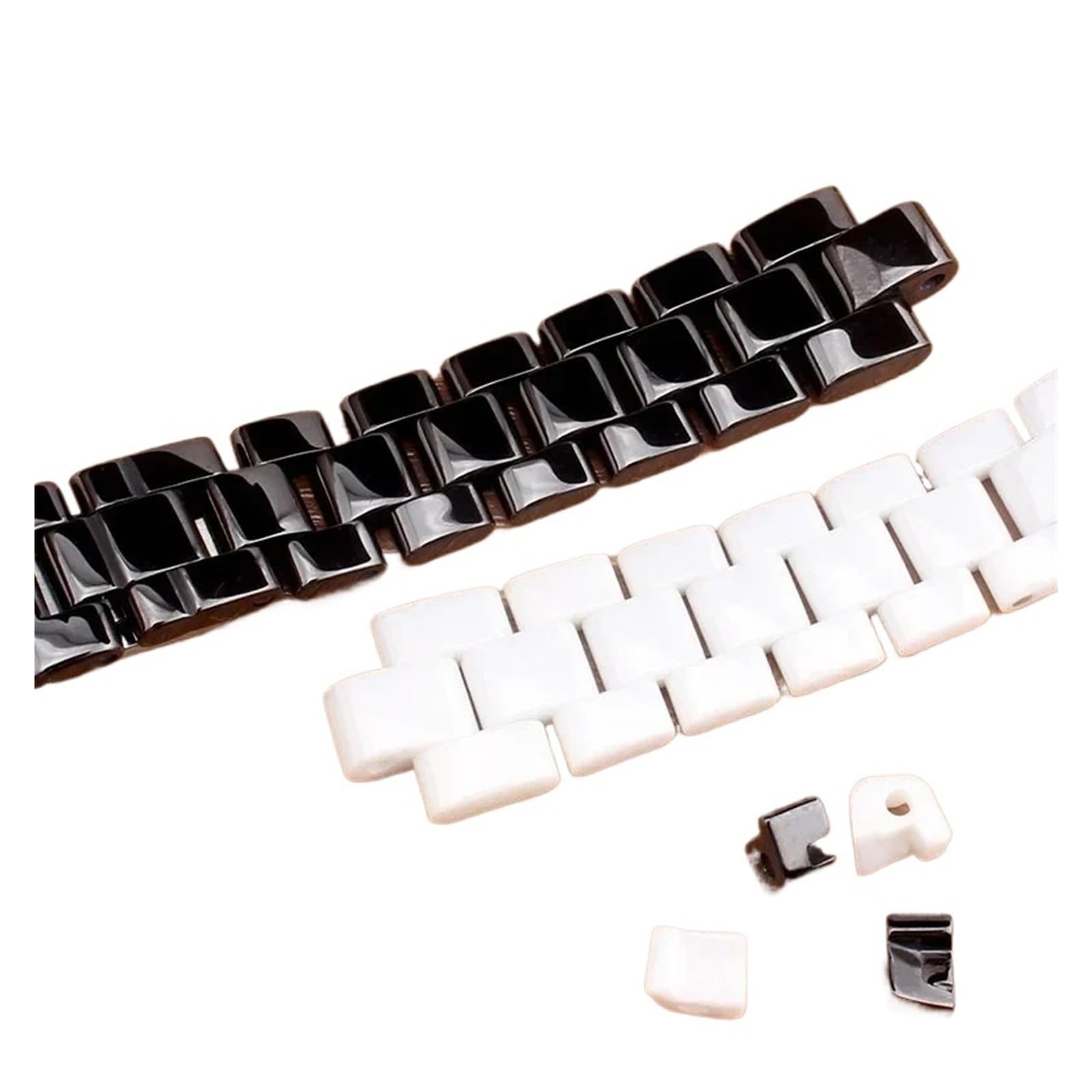 HMFang Cinturino for Orologio da Donna E Uomo Compatibile con in Ceramica J12 Bracciale alla Moda Nero Bianco Cinturini for Orologi 16 Mm 19