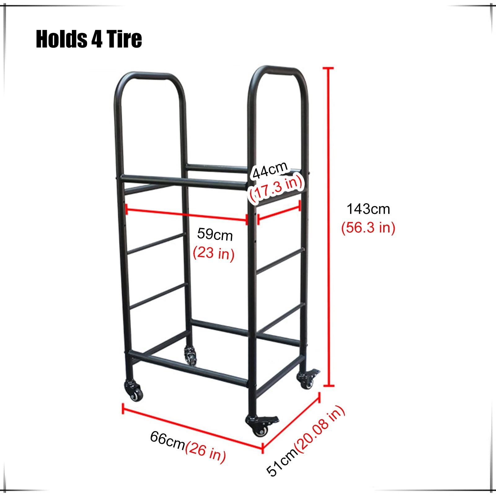 XBTGS Scaffale alto di stoccaggio della gomma con ruote, scaffale di esposizione del pneumatico di rotolamento a doppio strato, adatto per garage e studi domestici, organizzatore di pneumatici in