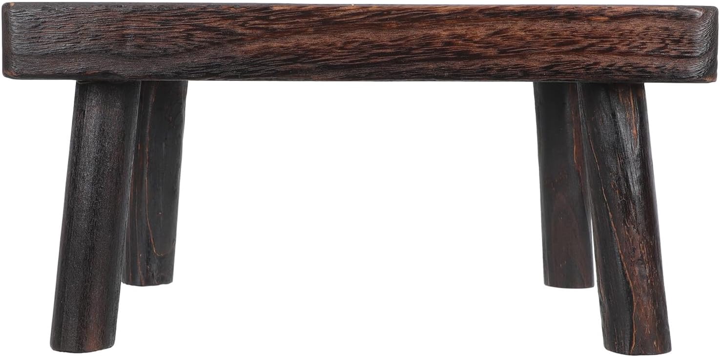 TEHAUX Wooden Plant Stand Solid Wood Flowerpot Holder Low Stool Bonsai Shelf Vertical Planter Rack for Indoor Outdoor Home Garden Decor