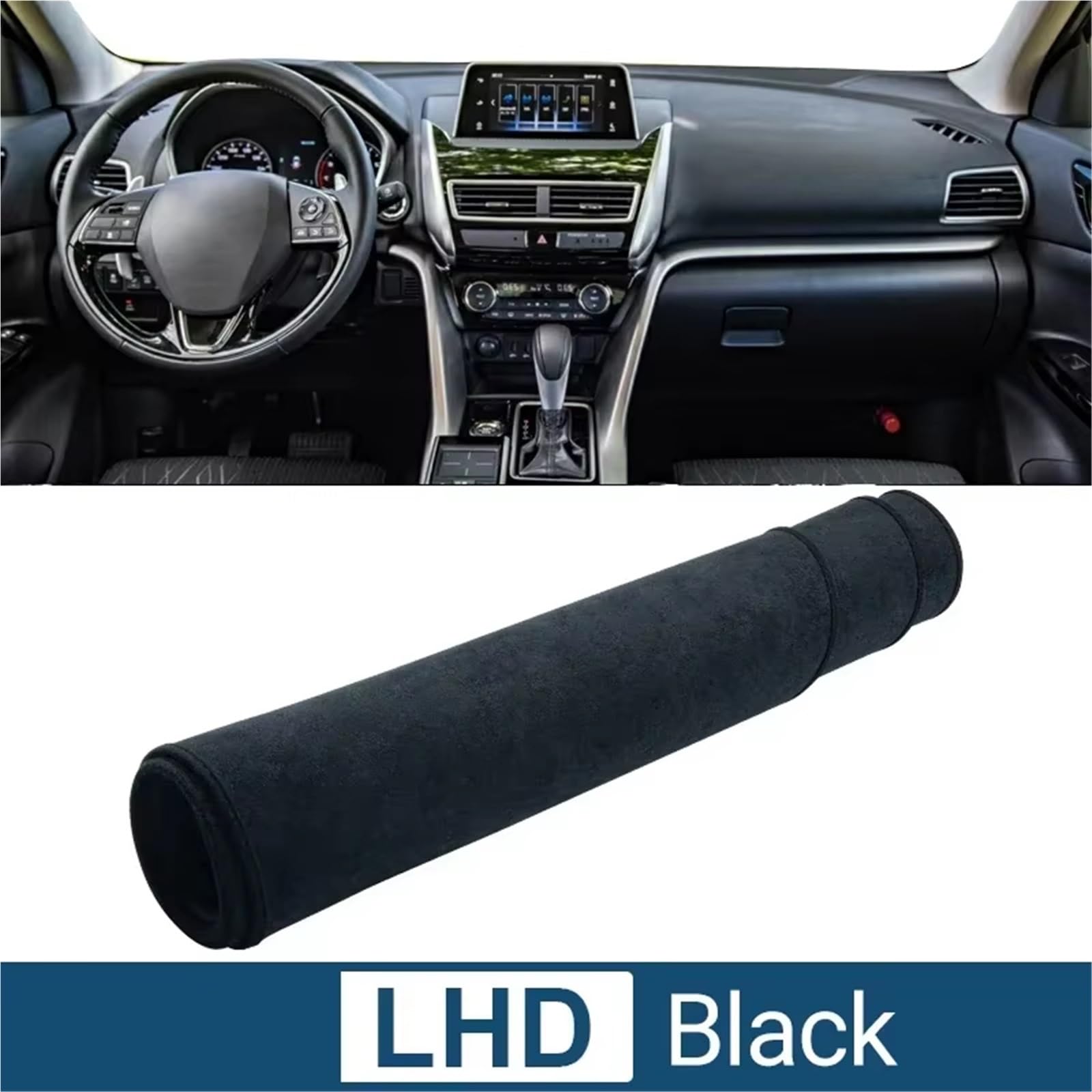 Tapis Tableau Bord intérieur Voiture pour Mitsubishi pour Eclipse pour Cross 2017-2023 Housse Tableau Bord Voiture Pare-Soleil Tapis Antidérapant Accessoires Intérieurs(BlackLHD)