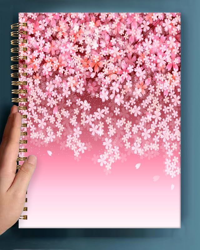 Carnet à spirale ligné ZHIZHEND A5 à couverture rigide motif fleur de pour notes