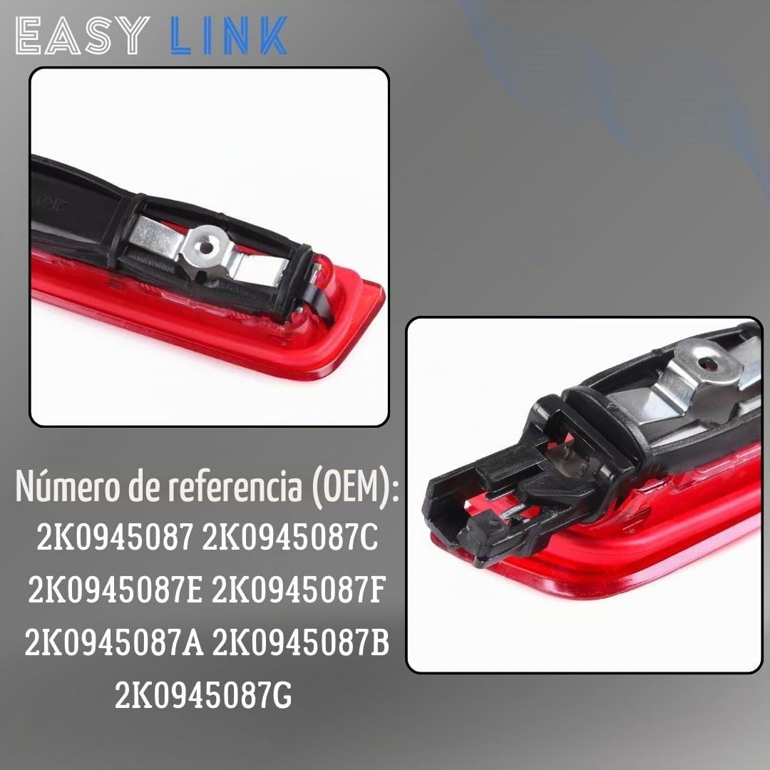 Tercera luz de freno adicional, luz de parada compatible con VW Caddy 3 Mk3 2004-2020 2K0945087C 2K0945087A 2K0945087B