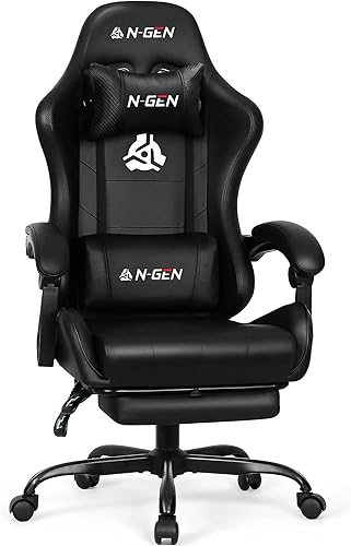 NEO Chair Silla de juegos de video con reposapiés, respaldo alto, ergonómica, cómoda, para oficina y computadora, con soporte lumbar, altura