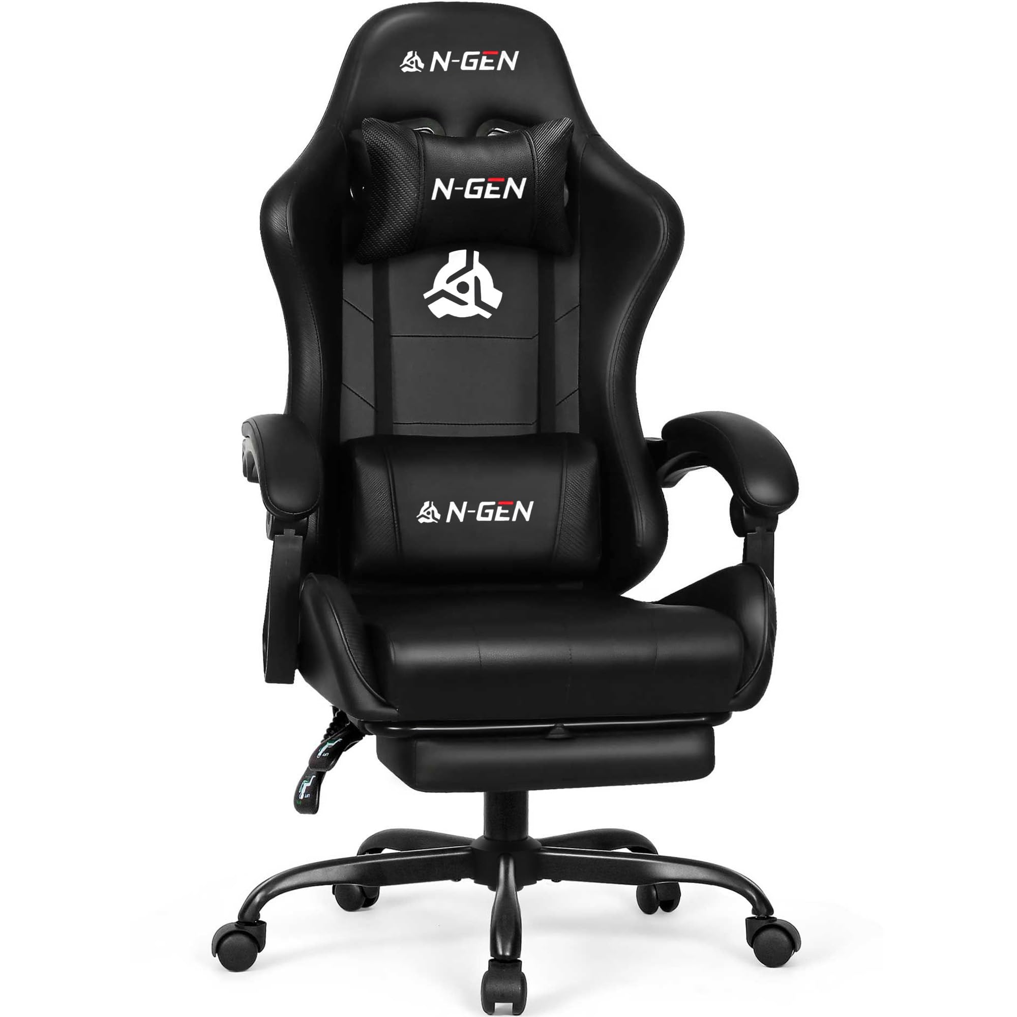 NEO Chair Video Gaming Chair with Footrest High Back Ergonomic Comfortable Office Computer Desk with Lumbar Support Height Adjustable with PU Leather Recliner for Adults Women Men (All Black)