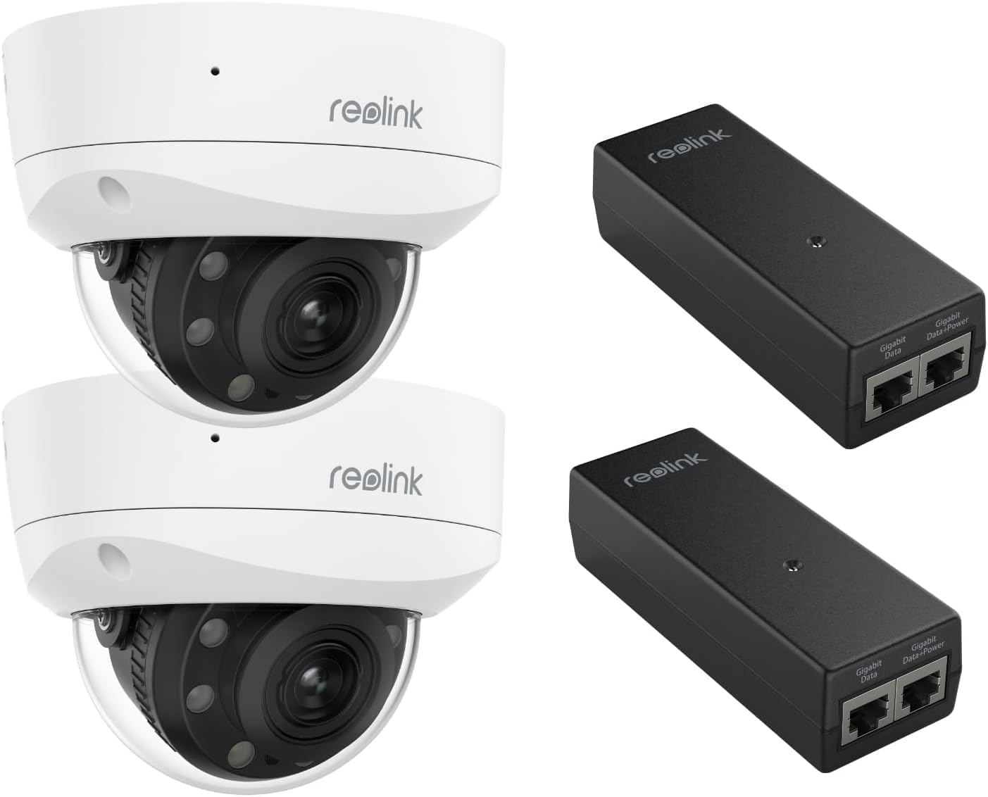 REOLINK PoE IP Security Camera RLC-843Ax2 Bundle with Injector x2, One Cable Offer Both Power and Data, 5X Optical Zoom for Outdoor Usage, 8MP HD Security PoE Camera System