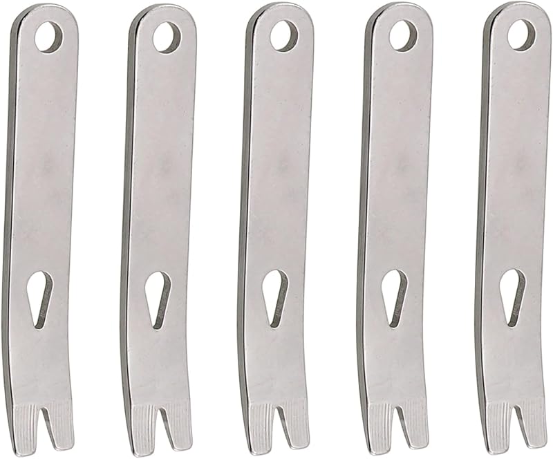 5PCS 77x12.5mm Plata Mini Llavero de Selección de Cerradura de Acero Inoxidable Herramienta de Bolsillo Multifuncional Raspador de Supervivencia para Exteriores e Interiores Abrelatas Extractor de Clavos