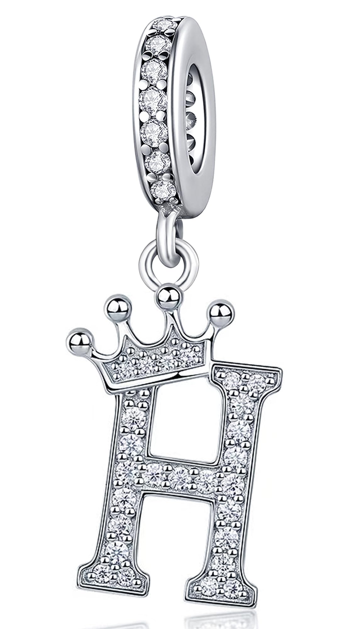 Silver Letter Charm Fit for Pandora Charms Bracelet Alphabet Initial Crown Charms Beads Jewelry Gifts for Women