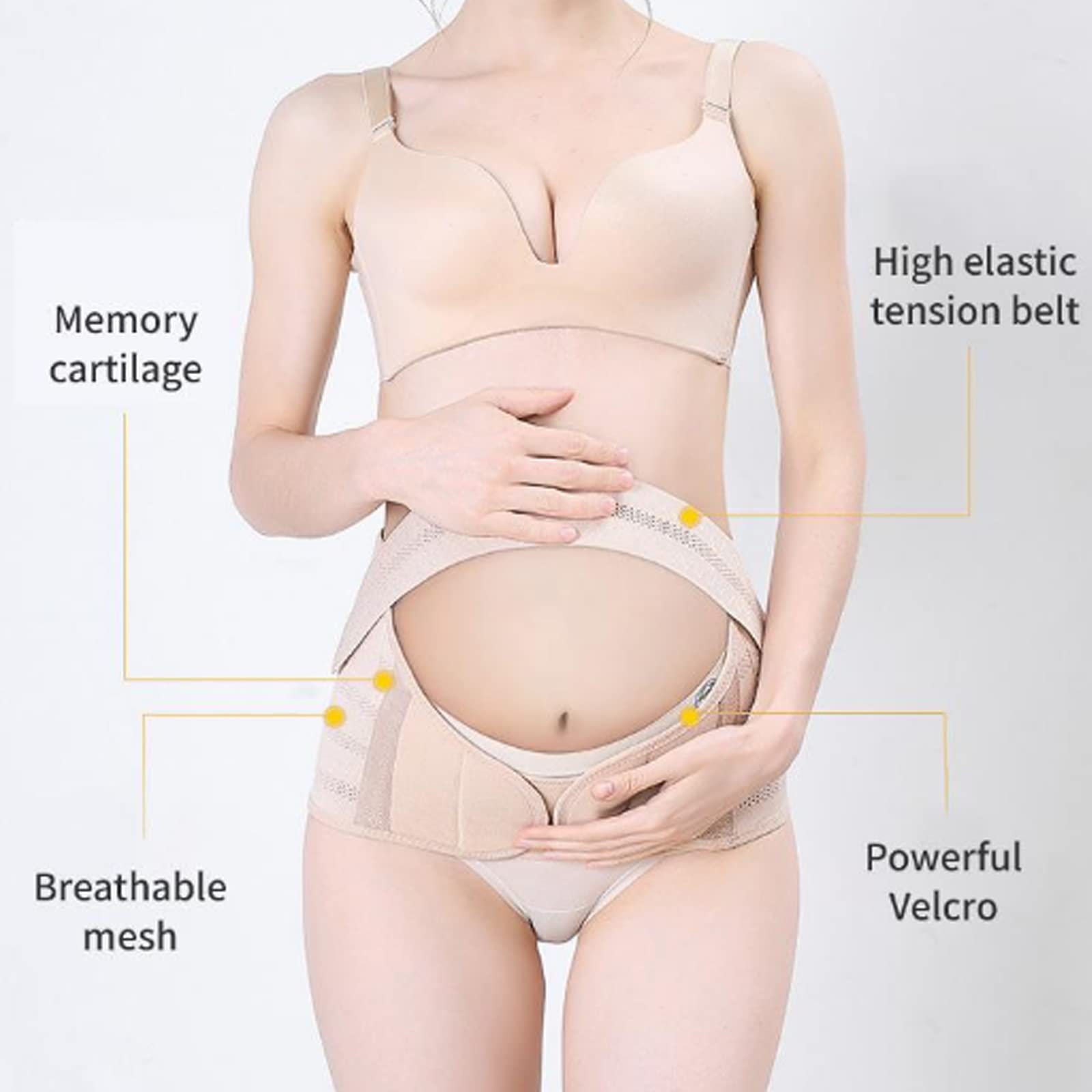 Schwangerschaftsgürtel, Schwangerschaftsstützgürtel, Bauch-Taillen-Rücken-Beckenband, atmungsaktives und bequemes Bauchstützenband, Taillen-/Rücken-/Bauchband,Flesh,M (Schwarz M)