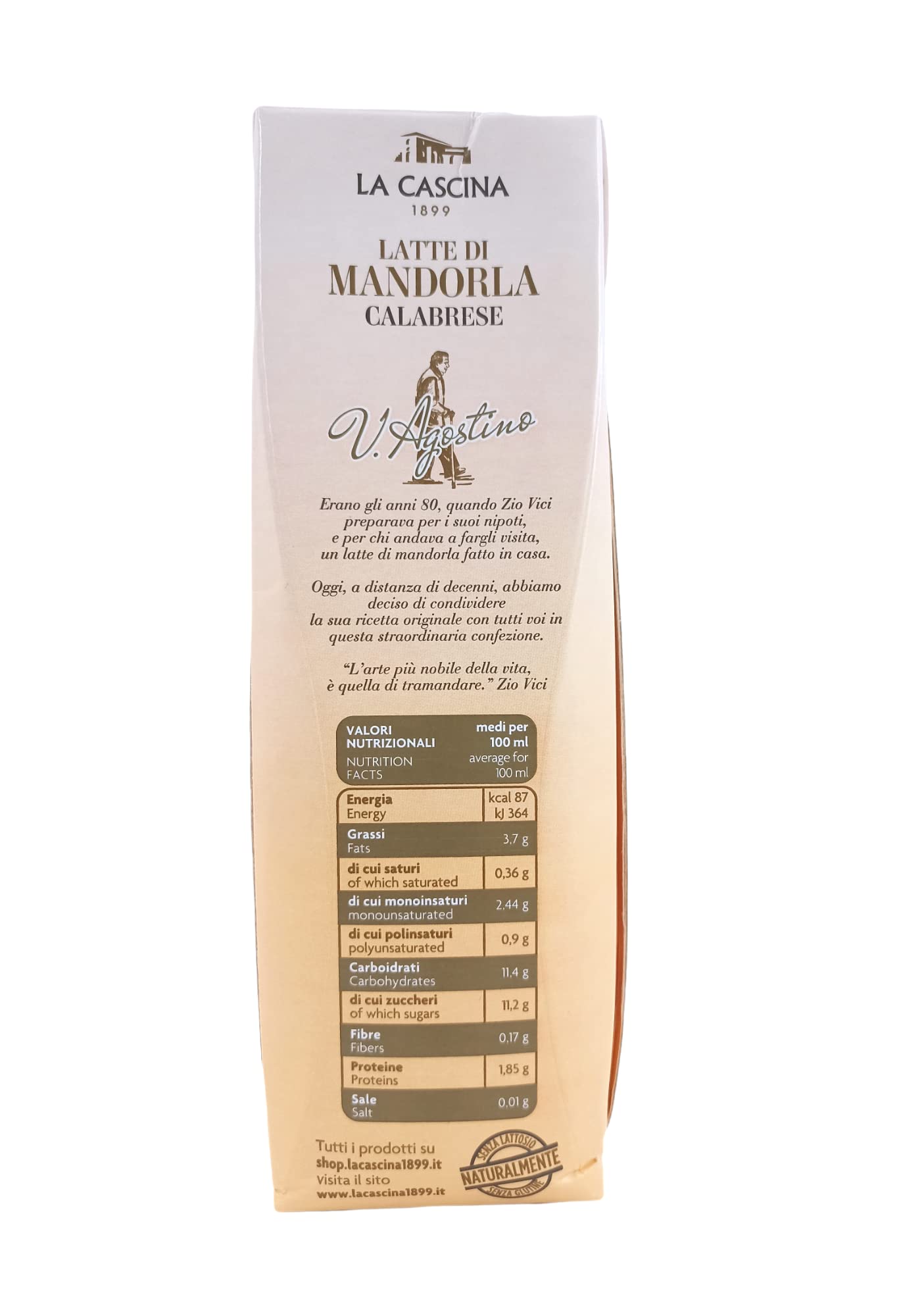 LA CASCINA 1899 Latte di Mandorla Calabrese 1L. 100% Made in Italy