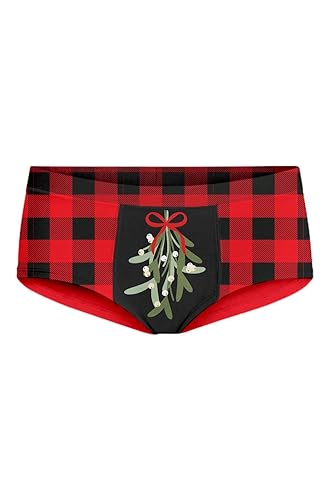 Tipsy Elves Funny Ultra Soft Holiday Underwear for Women - Christmas Underwear Female - Mistletoe Underwear (Red Green) - Medium