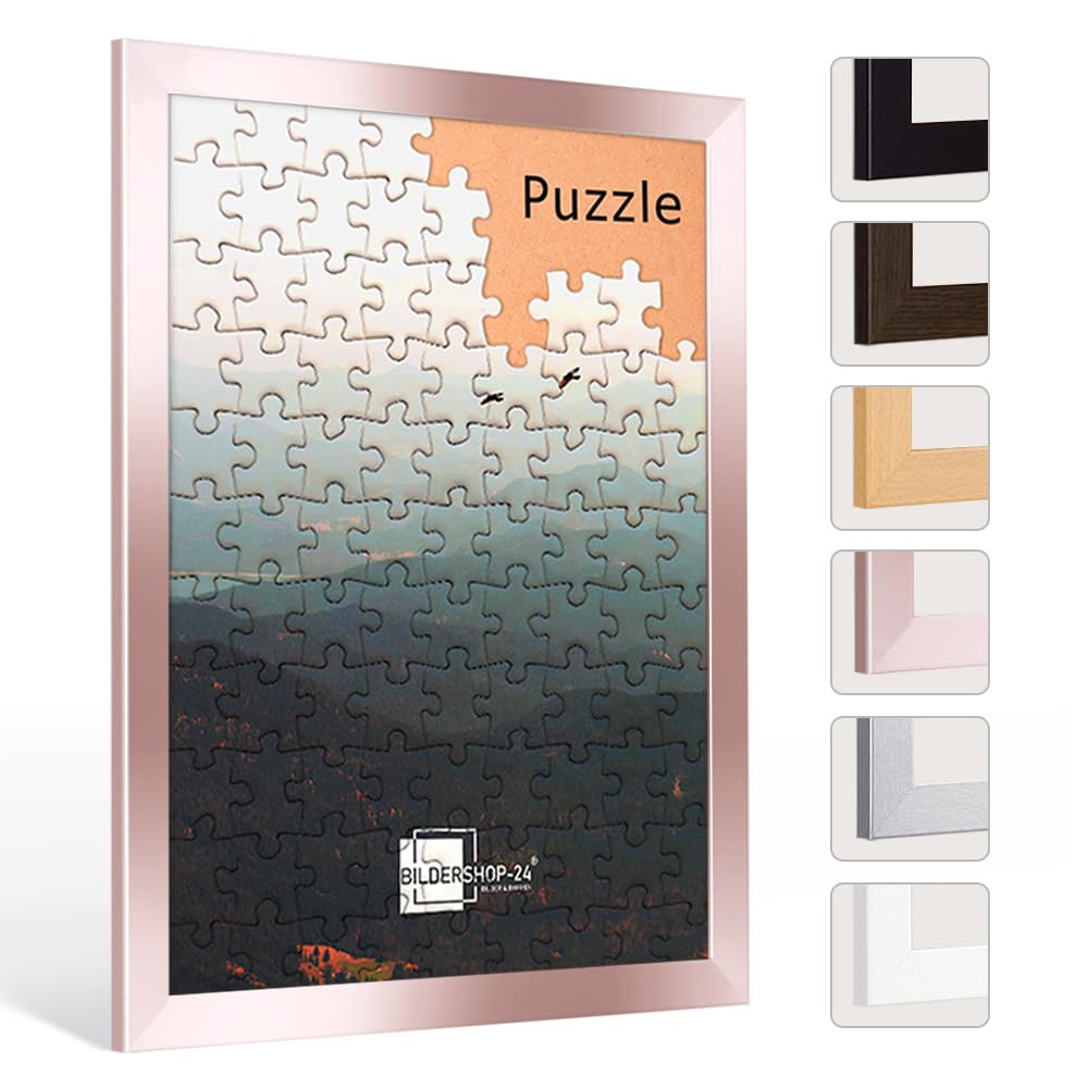 Bildershop-24 Puzzlerahmen Monza Rosegold 33x95cm (ca. 500-1000 Teile) ANTIREFLEX Entspiegelt