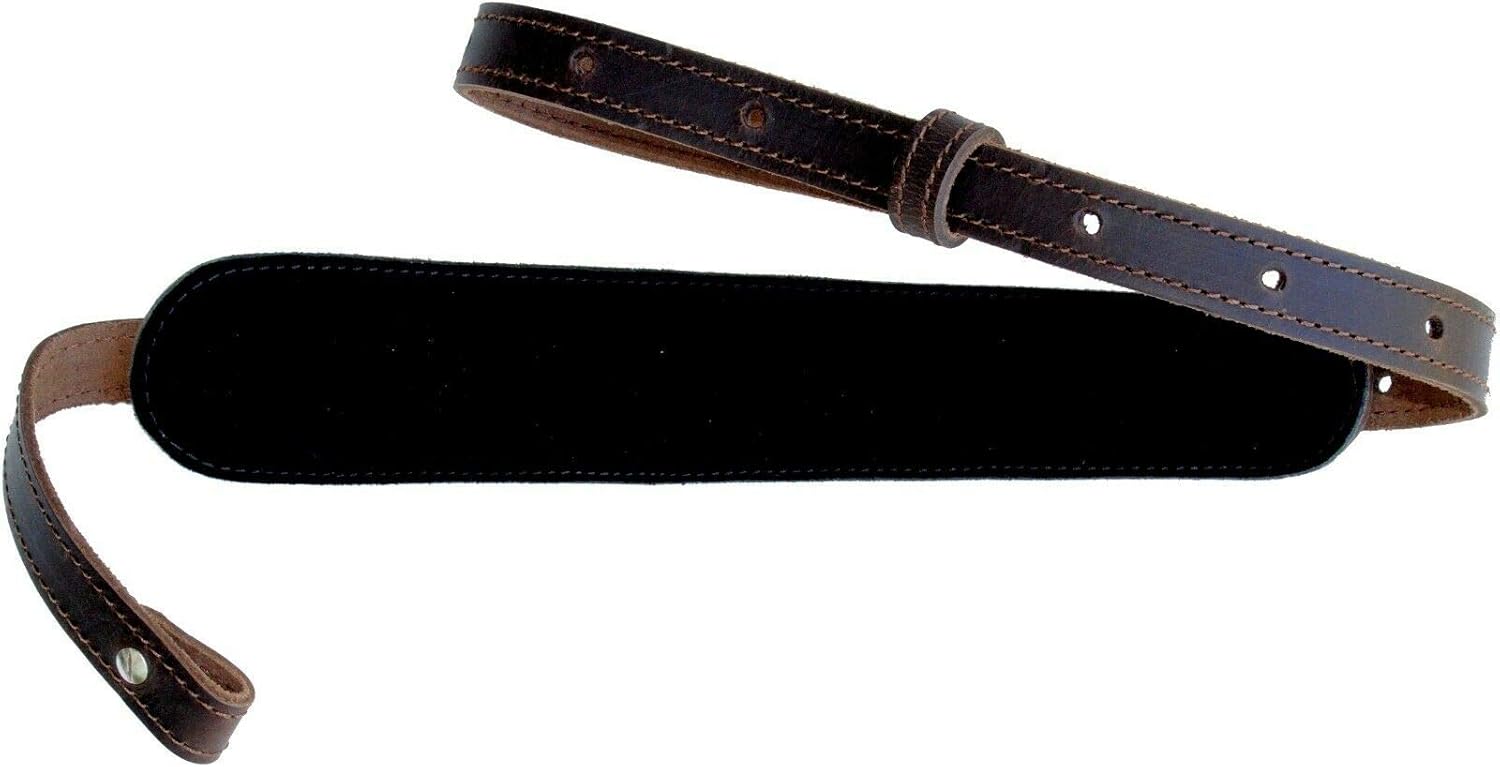 USA Buffalo Grade A Leather Padded Rifle Gun Sling Crazy Horse Dark Brown Stitched Amish Handmade
