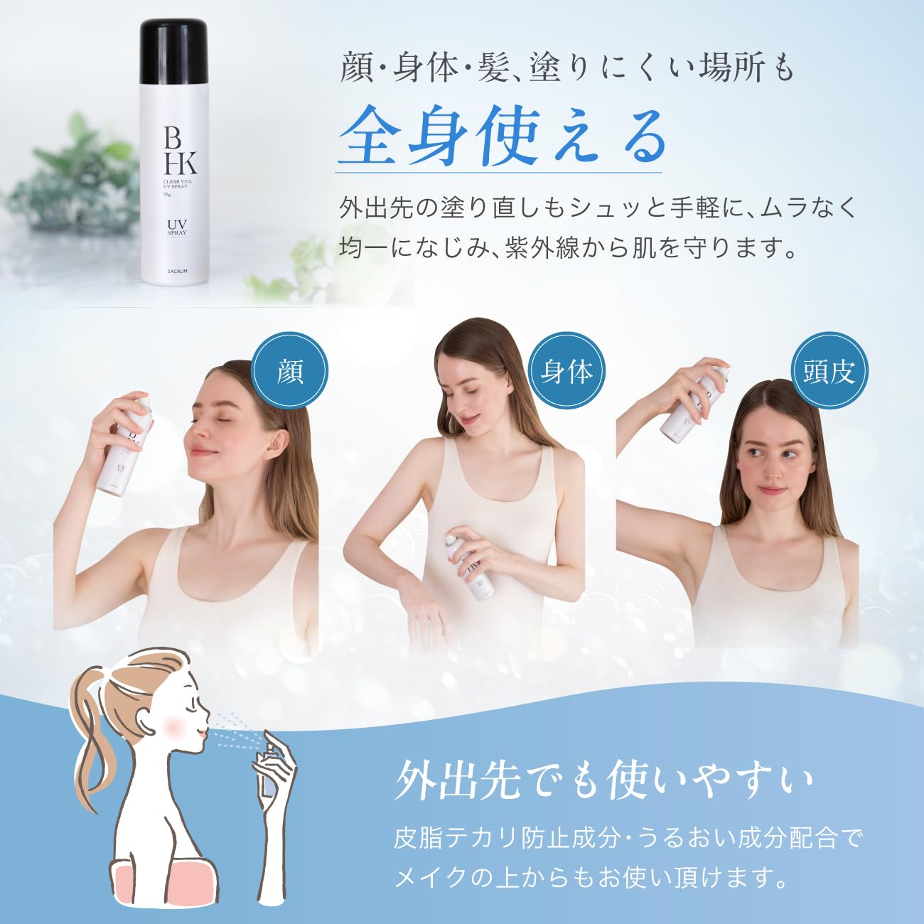 Amazon.co.jp: BHK クリアヴェール UVスプレー 日焼け止め SPF50