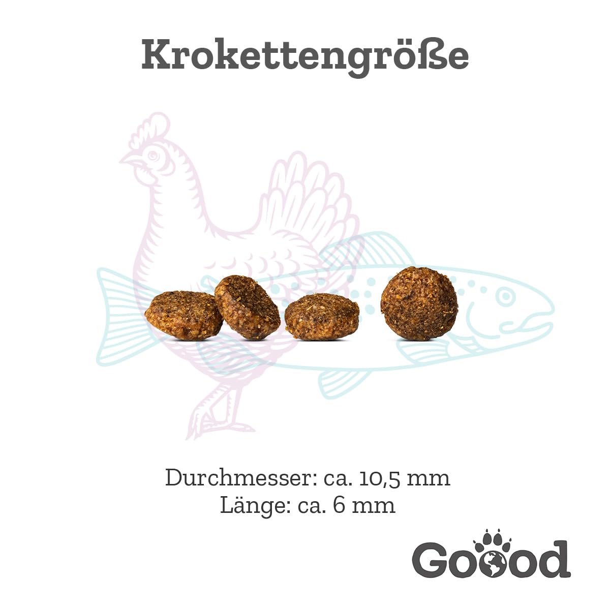 Goood Senior Freilandhuhn & nachhaltige Forelle – Trockenfutter, Hundefutter – hochwertige Proteine, wertvolles Vollkorn, für Gelenke und Immunsystem – für Hundesenioren – 10kg