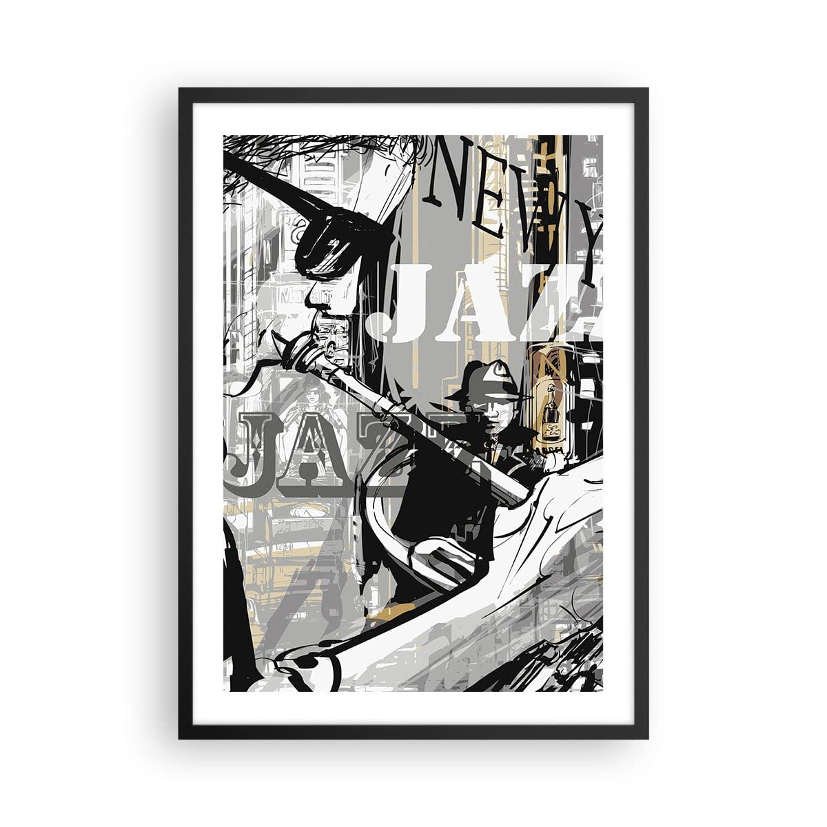Decorativi Stampa da Parete 50x70cm Poster da Parete jazz musica musicista Cucina Decorazione Murale Wall Art Cornice Nera Quadri Moderni Soggiorno Camera da Letto Grafica Immagini - P2BPA50x70-3792