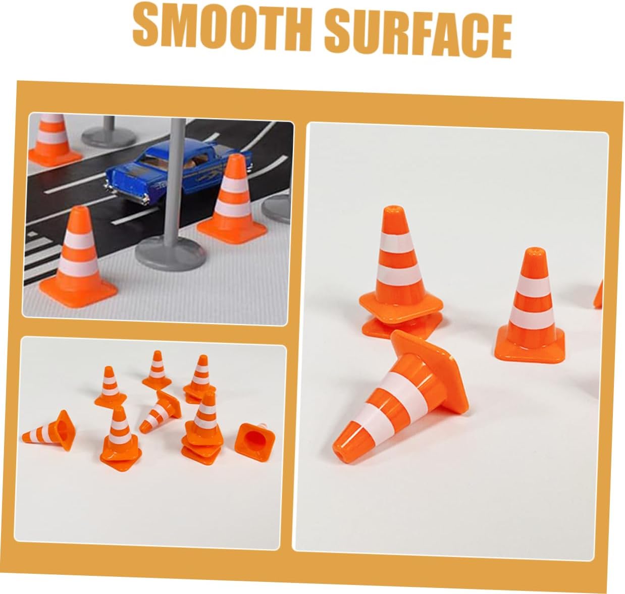 VICASKY 10pcs Miniature Traffic Cones for Boys and Girls Tiny Road Barriers for Sand Table Decoration and Cognitive Development Activities