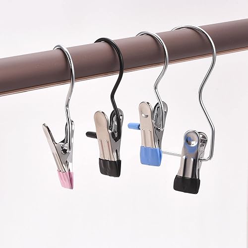 Miniatura 5 de uxcell Clips de lavandería con gancho, perchas de metal para botas cromadas, color rosa, 4.488 in, 6