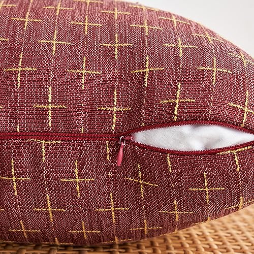 Miuleepackof2christmasdecorativeburlaplinenthrowpillowcoversmodernfarmhousepillowcaserusticwoventexturedcushioncoverforsofacouchbed18x18inchwinered  Urban Country Home Decor Miulee pack of 2 christmas decorative burlap linen throw pillow covers modern farmhouse pillowcase rustic woven textured cushion cover for sofa couch bed 18×18 inch wine red  urban country home decor