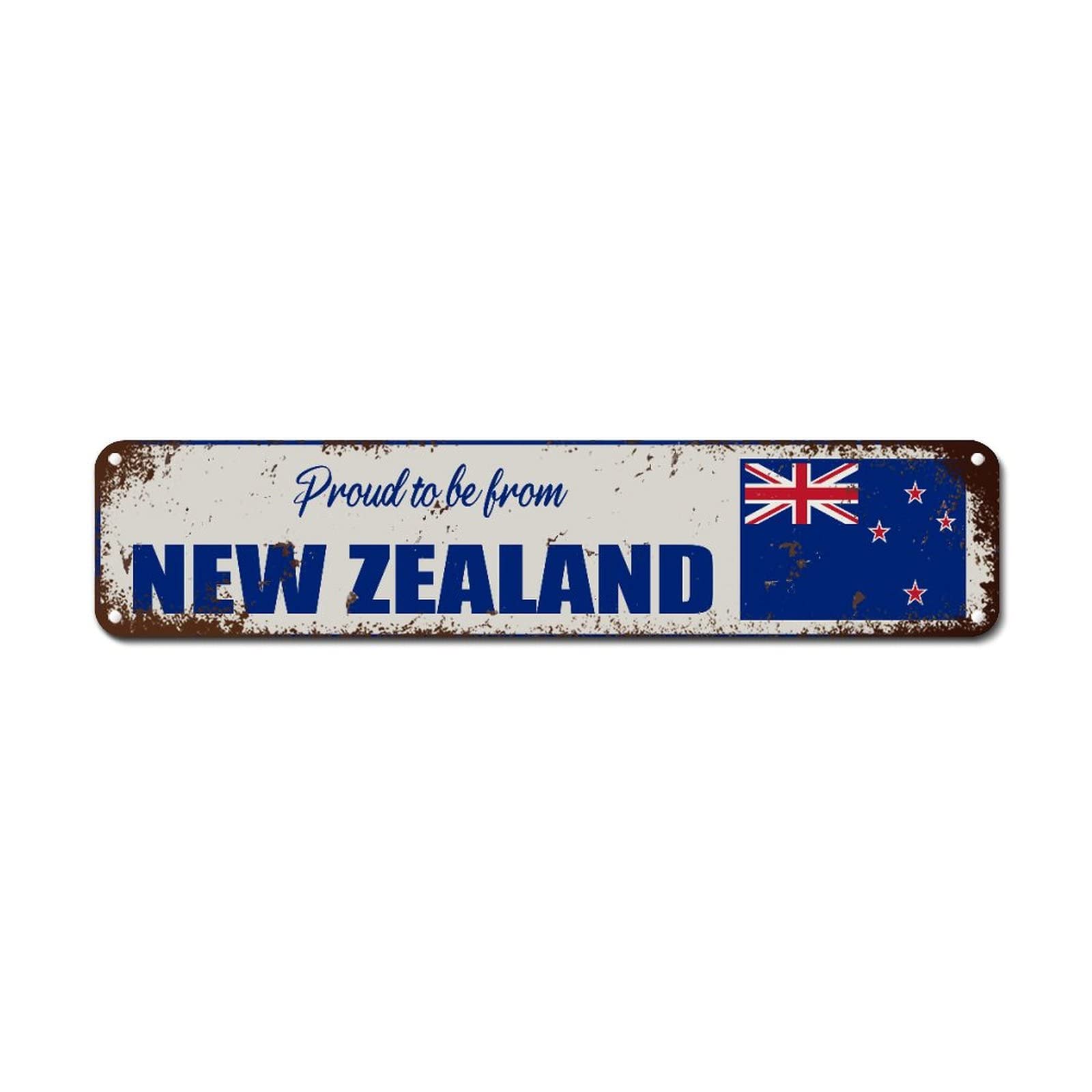 Woguangis New Zealand Proud To Be From Metal Sign Wall Art Souvenir Gift Retro Street Hanging Sign National Country Flag Travel Gift Metal Tin Sign For Pub Cafe Club 18X4in
