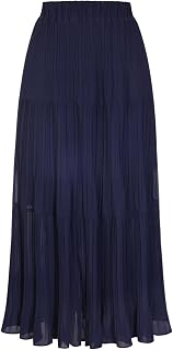 Kate Kasin 2026 Women's Chiffon Maxi Skirt - High Waist Pleated Flowy Long Skirt with Underskirt for Summer