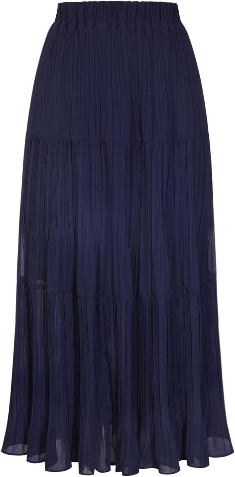 2026 Women's Chiffon Maxi Skirt, High Waist Pleated Skirts, Summer Flowy Long Skirts with Underskirt