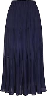 2026 Women's Chiffon Maxi Skirt, High Waist Pleated Skirts, Summer Flowy Long Skirts with Underskirt