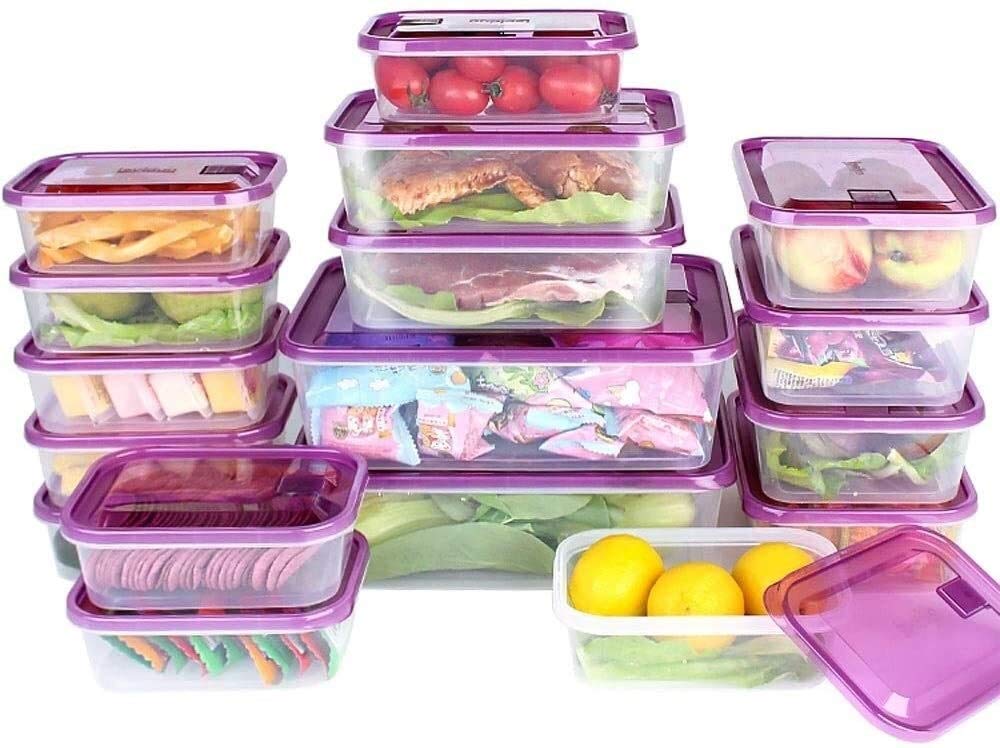 Juego de 17 Cajas de Almacenamiento para loncheras, Caja de Almacenamiento Rectangular de plástico para refrigerador, Caja para congelador de Material PP5 de Grado alimenticio, LON