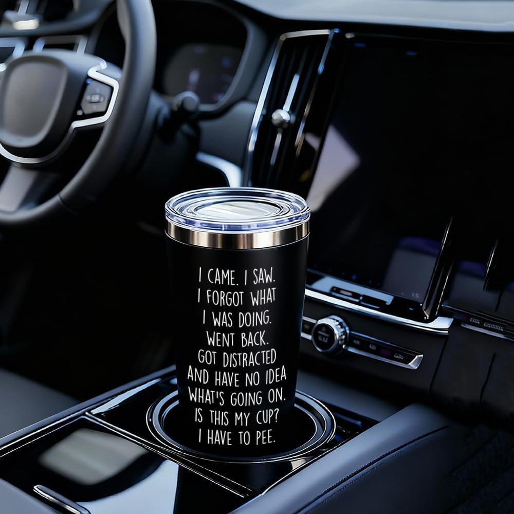 VLUG Birthday Gifts for Old People Women Men - I Came I Saw I Forgot Tumbler 20oz Black Funny Gag Fathers Day Christmas Gift for Him Adult Old People Senior Citizens Elderly Grandpa Mom Dad-316 - Image 5