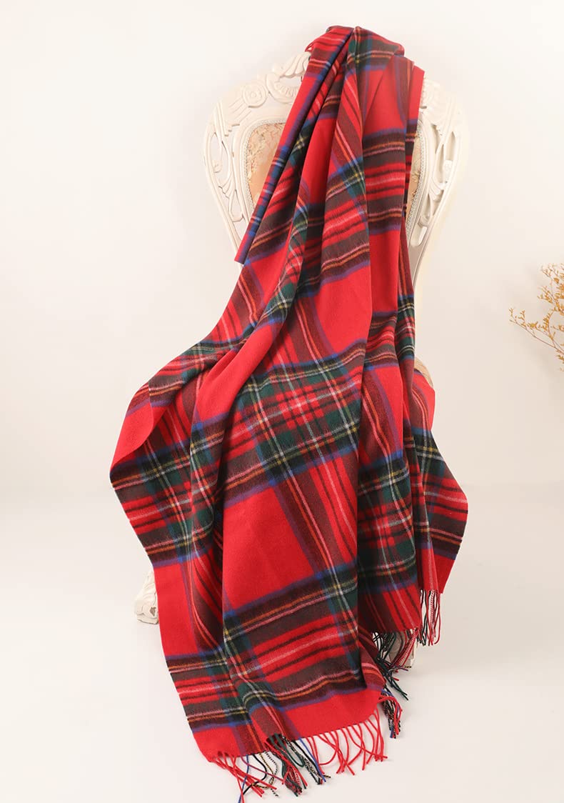 VRBFF Schotse, gezellige, wollige tartan-deken, groot multifunctioneel tapijt van pure wol, afmetingen 190 x 140 cm, 5 verschillende tartankleuren naar keuze (kaki