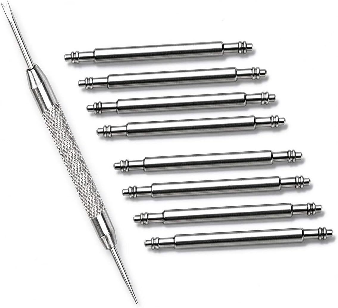 Olytop for 20mm Spring Bars Watch Pins Replacement Pins 8 PCS Diameter 1.5mm with Watch Band Remove Tool (20mm)
