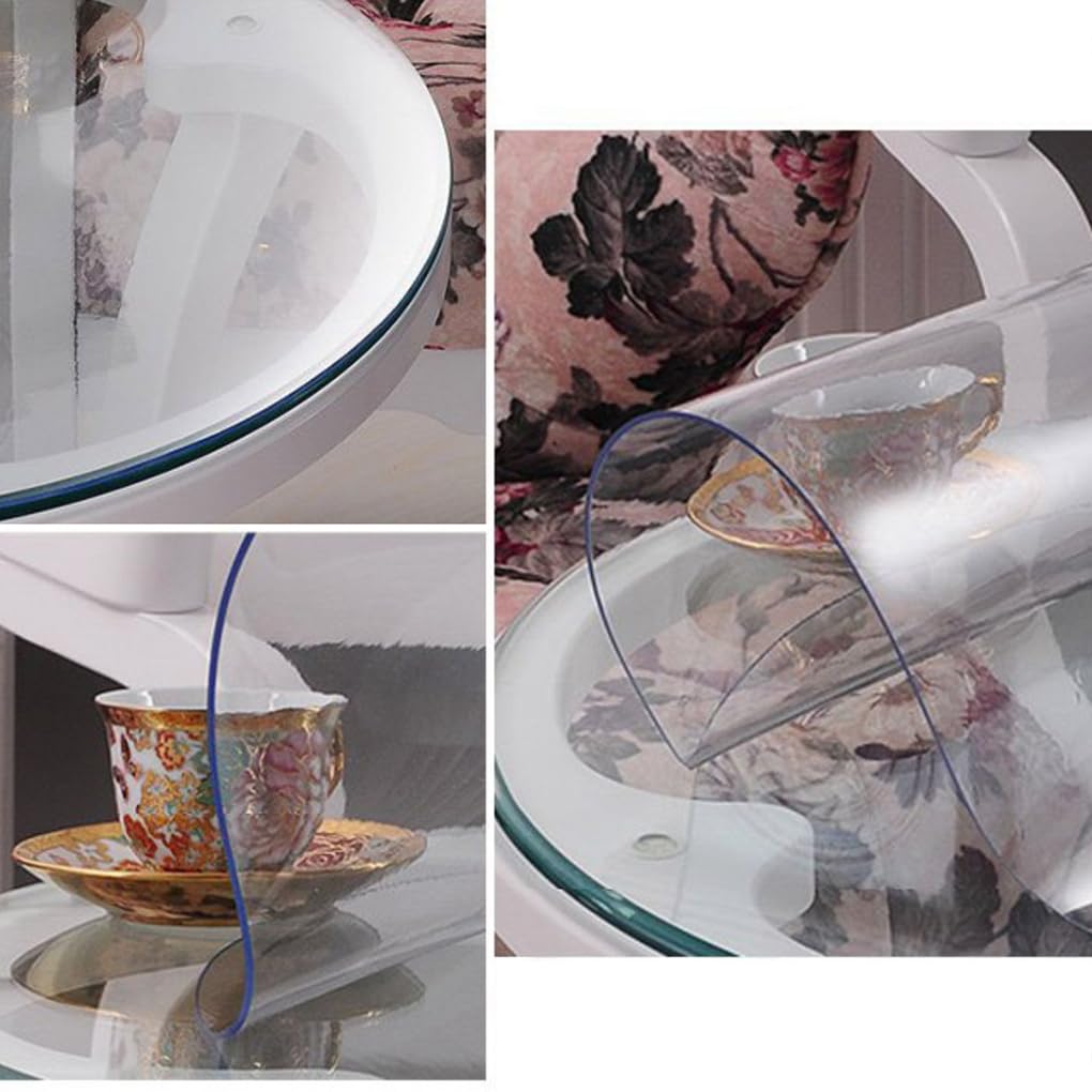 Tovaglia trasparente Spessore 1.5 mm rotonda,Protezione per Tavolo PVC,Copri Tavolo Impermeabile,Copertura Scrivania Resistente Calore,Pellicola Antimacchia,protettiva Per Cucina (transparent,135cm)