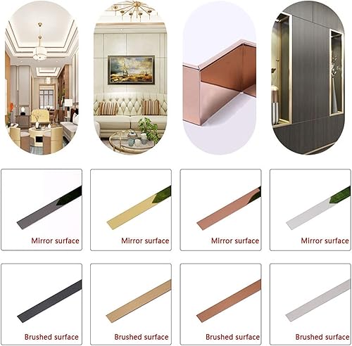Miniatura 3 de Tira de borde autoadhesiva para moldura y moldura de pared de 164ft acabado metálico de acero inoxidable 201 adorno decorativo para puerta pared