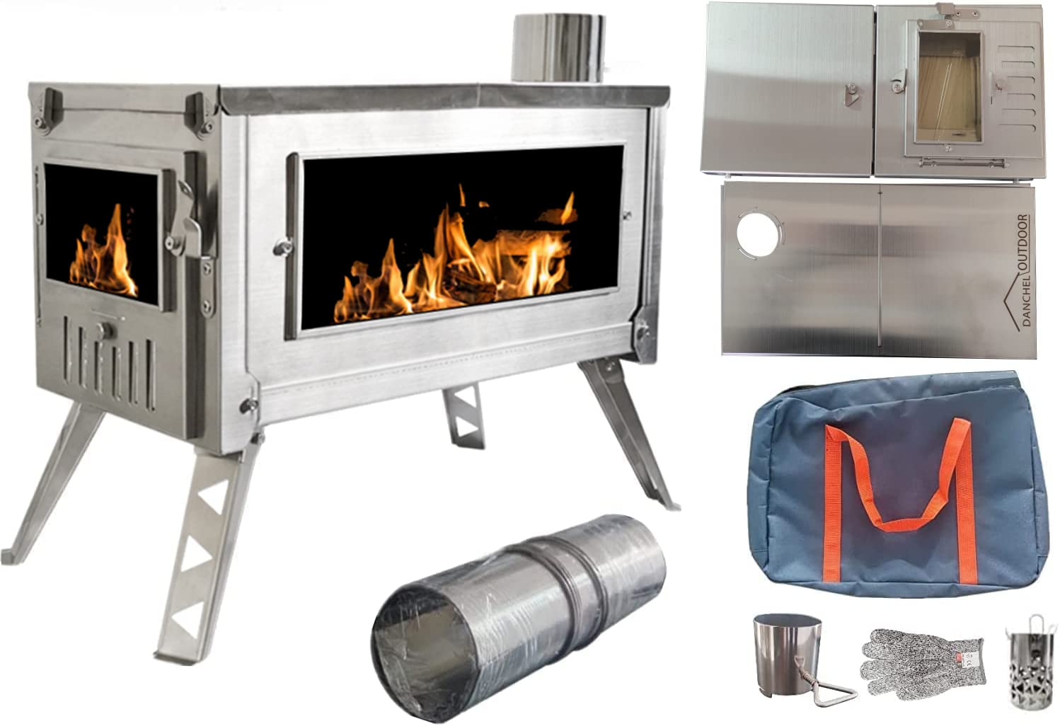 Buy DANCHEL OUTDOOR HS6 304 Stainless Steel Hot Tent Wood Stove with