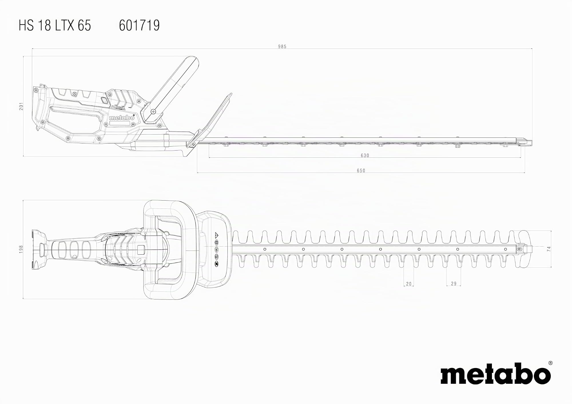 metabo Cortasetos a Batería HS 18 LTX 65, Tijeras para Setos y Arbustos | Herramienta ligera de 18V para poda silenciosa, cuchillas de diamante, 65 cm, sin batería ni cargador