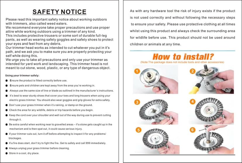 Miniatura 9 de Cuchilla de recortadora irrompible de 8 pulgadas con alambre de acero, repuesto de cabezal de recortadora y accesorios, cabezal de corte de cepillo