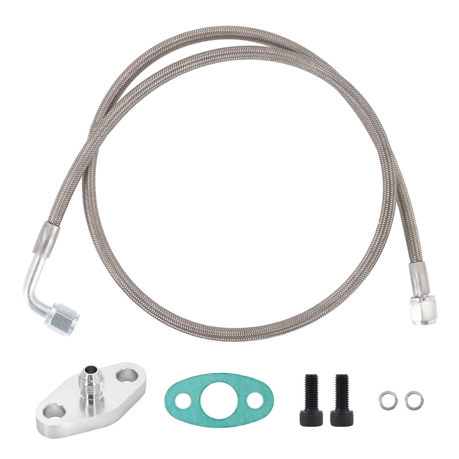 Tektall 4AN Turbo Oil Feed Line 36" Turbo Feed Line Length Stainless Steel Braided 4AN Pressure Stainless Remote Turbocharger