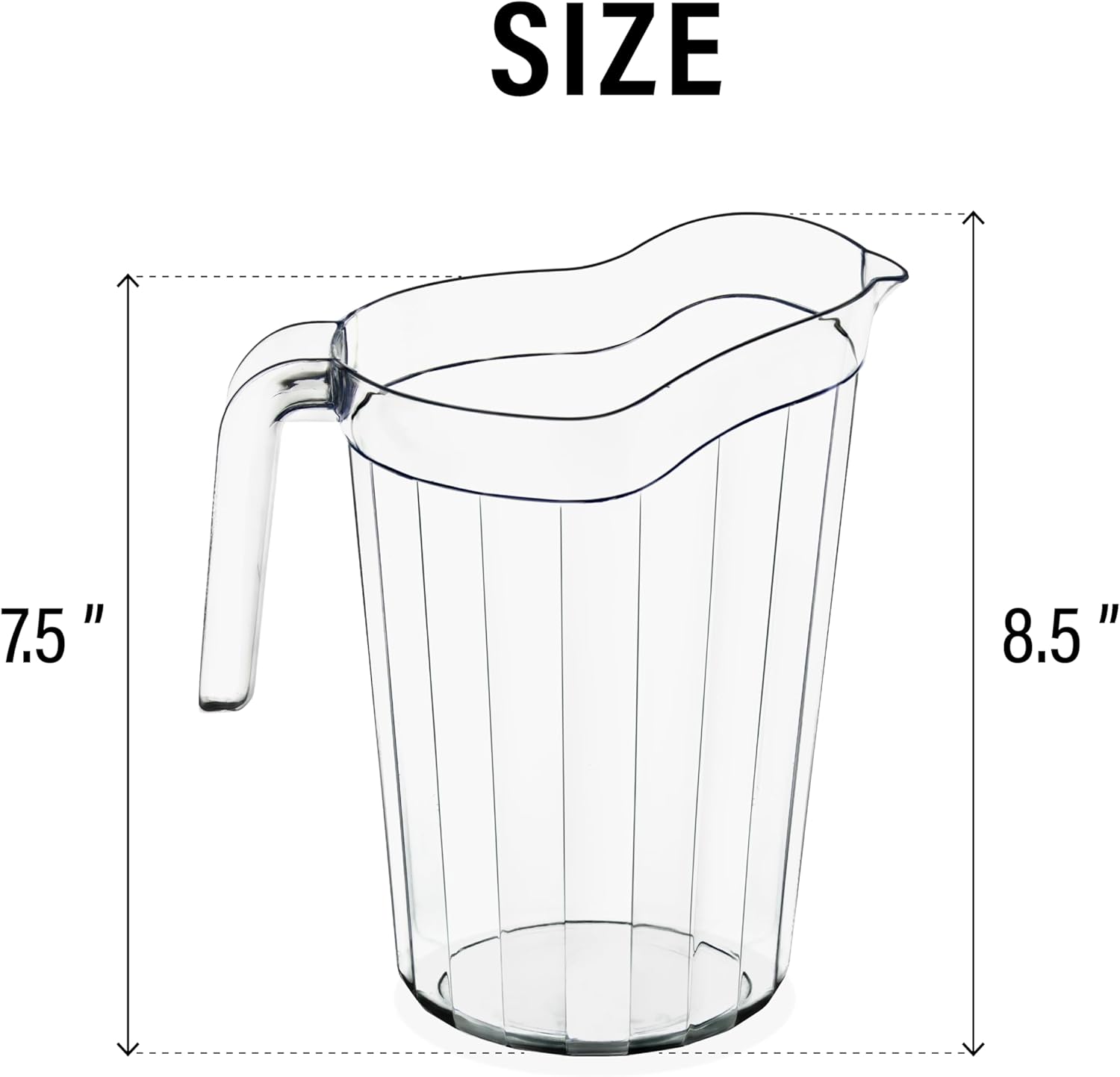 DecorRack 24 Pack - 75 oz Polycarbonate Plastic Pitcher Beverage Dispenser with Pour Spout Shatterproof Catering and Restaurant Serveware for Cold Drinks, Water, Lemonade, Beer, and Sangria (24 Pack)