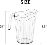 DecorRack- 6 Crystal Clear Plastic Pitcher Beverage Dispenser with Pour Spout Shatterproof Catering and Restaurant Serveware for Cold Drinks, Water, Lemonade, Beer, and Sangria, 56 Ounce (6 Pack)