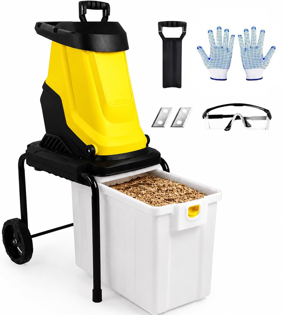 Biotrituradora Eléctrica Portátil para Compost y Residuos Verdes 30m | La potencia de 2500 W y las cuchillas de 4500 rpm trituran ramas de hasta 45 mm para una limpieza rápida y cómoda del jardín