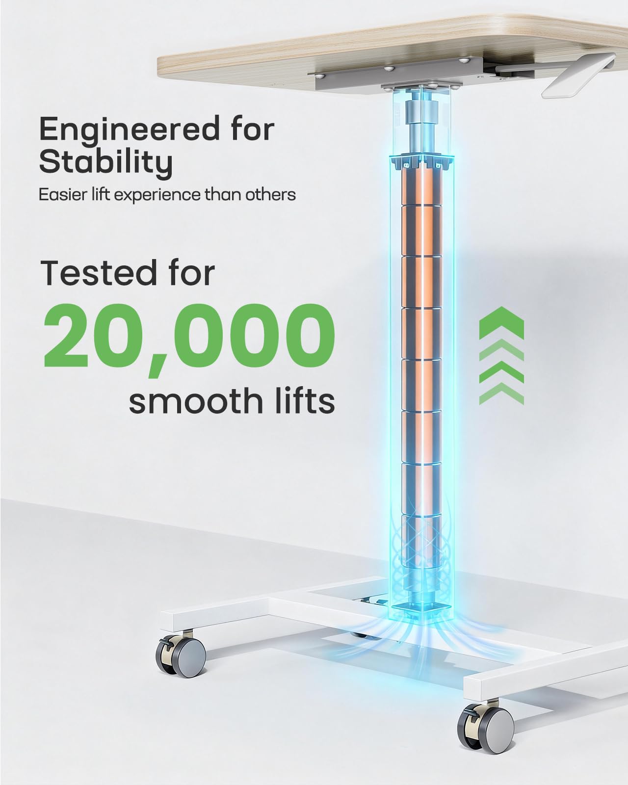 Marsail Mobile Standing Desk Wider Height Adjustable Computer Desk Rolling Sit Stand Desk with 4 Lockable Wheels Ergonomic — view 4